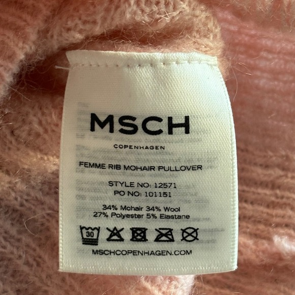MSCH‎ Sweater | Size M/L | Pink Peach Mohair Wool Blend Ribbed Soft Loose Fit - Picture 7 of 7